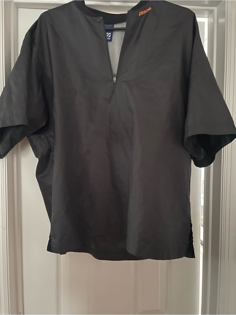 Mizuno Black Short-Sleeve Pullover with Orange Logo